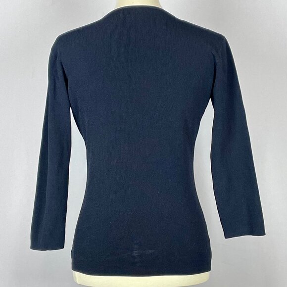 Joseph A. Qu'est-Ce Que C'est Silk Plunge Sweater Sz M Black Floral Dark Fairy - Picture 4 of 6